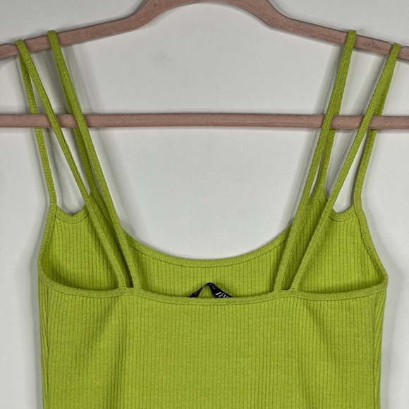 2/$30 NWT ZARA Ribbed Strappy Pinafore Dress Small Apple Green Mini #7346 - Picture 9 of 16
